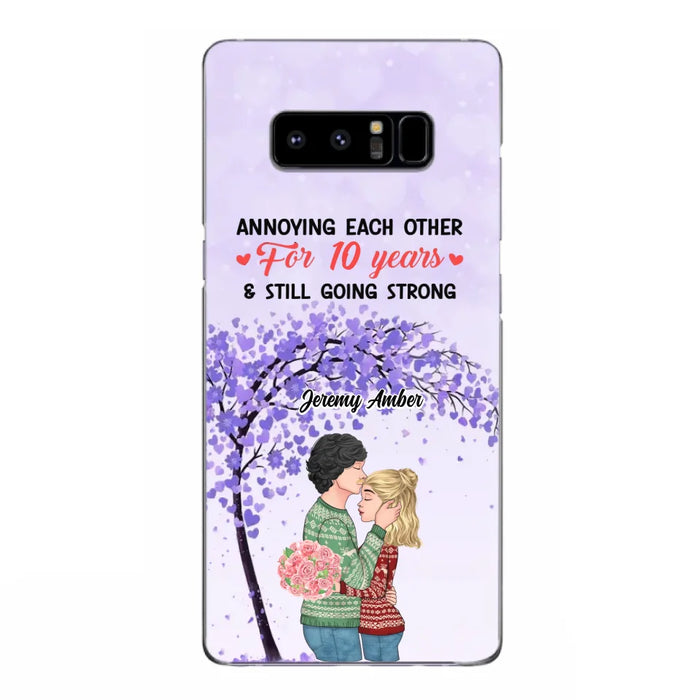 Custom Personalized Couple Kissing Phone Case - Gift Idea For Couple/Lovers - Annoying Each Other For 10 Years & Still Going Strong - Cases For iPhone & Samsung