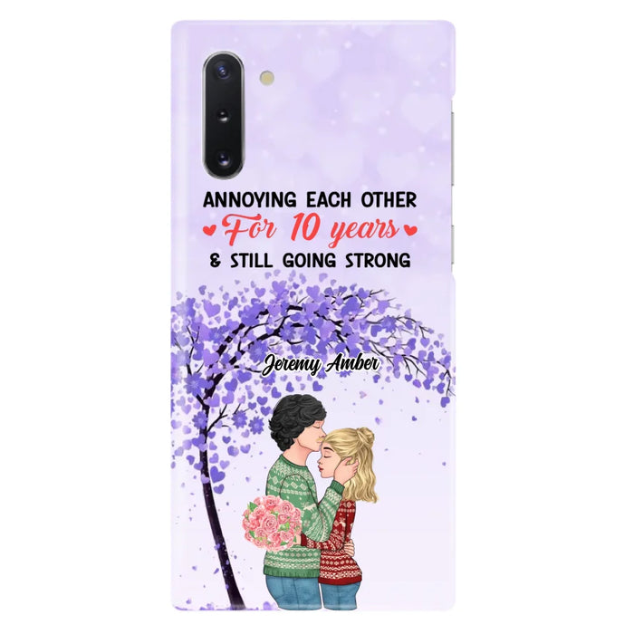 Custom Personalized Couple Kissing Phone Case - Gift Idea For Couple/Lovers - Annoying Each Other For 10 Years & Still Going Strong - Cases For iPhone & Samsung