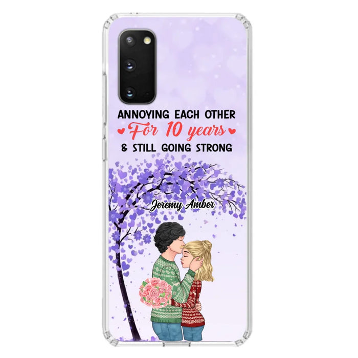 Custom Personalized Couple Kissing Phone Case - Gift Idea For Couple/Lovers - Annoying Each Other For 10 Years & Still Going Strong - Cases For iPhone & Samsung