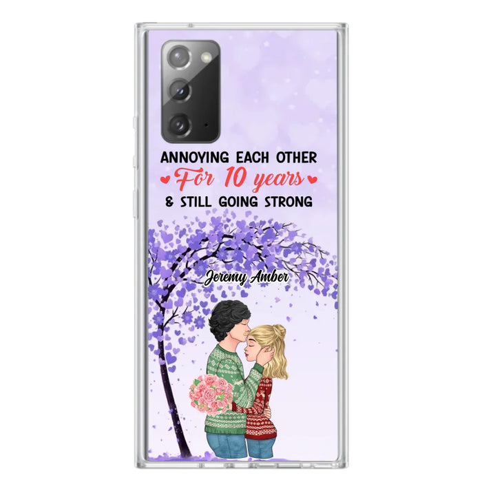 Custom Personalized Couple Kissing Phone Case - Gift Idea For Couple/Lovers - Annoying Each Other For 10 Years & Still Going Strong - Cases For iPhone & Samsung