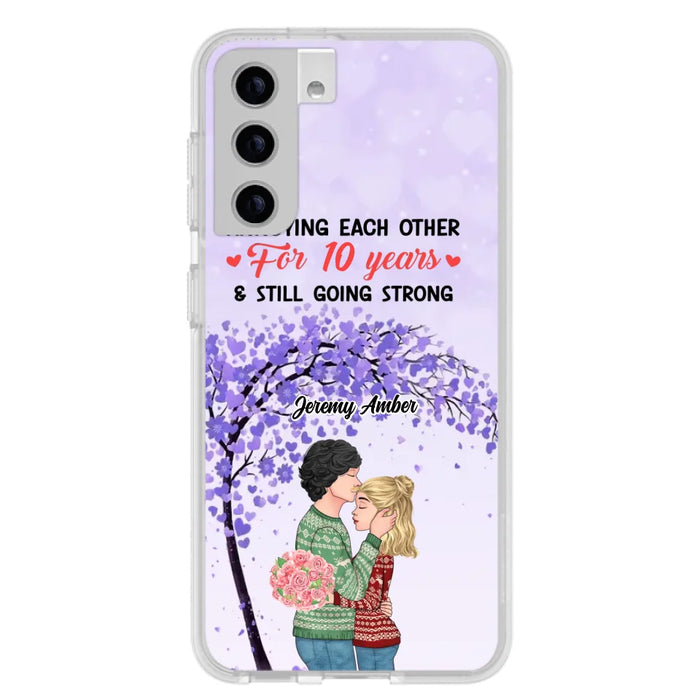 Custom Personalized Couple Kissing Phone Case - Gift Idea For Couple/Lovers - Annoying Each Other For 10 Years & Still Going Strong - Cases For iPhone & Samsung