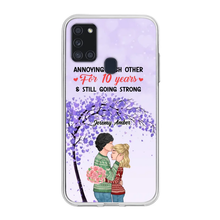 Custom Personalized Couple Kissing Phone Case - Gift Idea For Couple/Lovers - Annoying Each Other For 10 Years & Still Going Strong - Cases For iPhone & Samsung