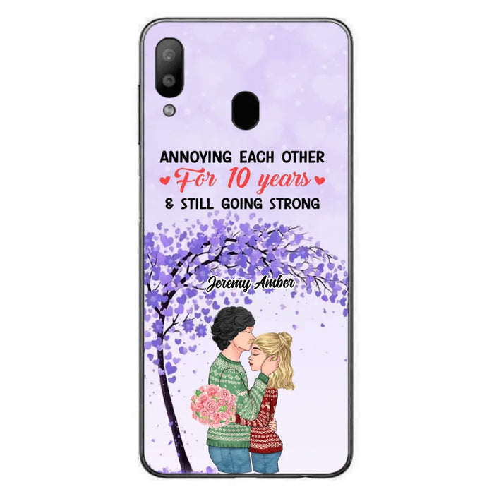 Custom Personalized Couple Kissing Phone Case - Gift Idea For Couple/Lovers - Annoying Each Other For 10 Years & Still Going Strong - Cases For iPhone & Samsung