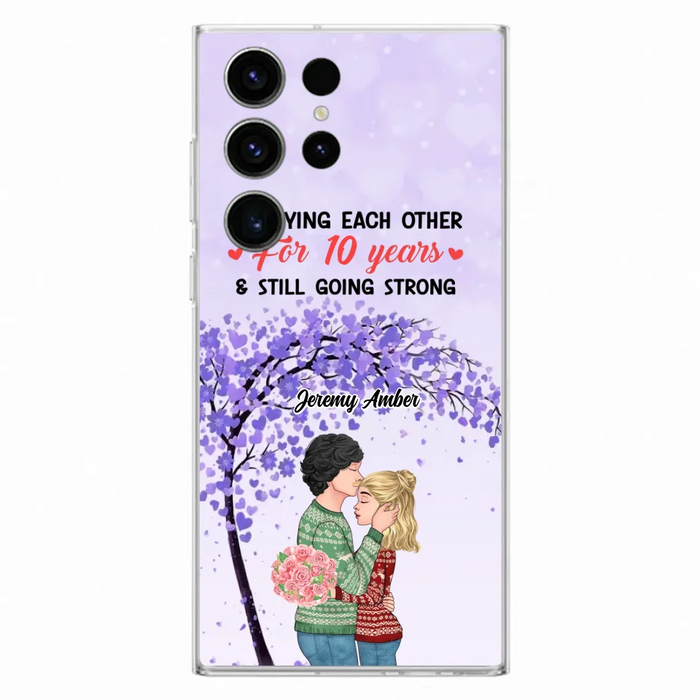 Custom Personalized Couple Kissing Phone Case - Gift Idea For Couple/Lovers - Annoying Each Other For 10 Years & Still Going Strong - Cases For iPhone & Samsung