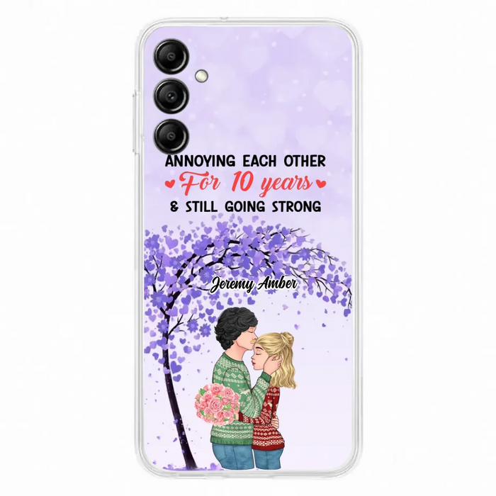 Custom Personalized Couple Kissing Phone Case - Gift Idea For Couple/Lovers - Annoying Each Other For 10 Years & Still Going Strong - Cases For iPhone & Samsung