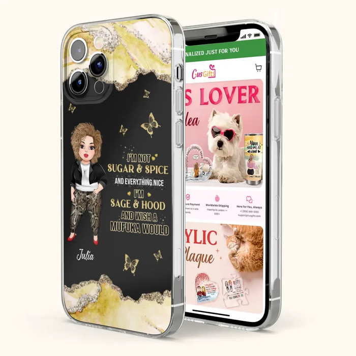 Custom Personalized Chubby Girl Phone Case for iPhone/ Samsung - Gift Idea For Friends/ Birthday - I'm Sage & Hood And Wish A Mufuka Would