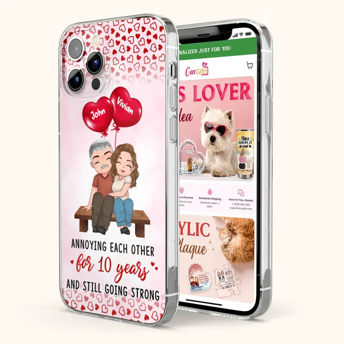 Custom Personalized Couple Phone Case - Gift Idea For Couple - Mother's Day Gift For Wife From Husband - Annoying Each Other For 15 Years And Still Going Strong - Case For iPhone & Samsung