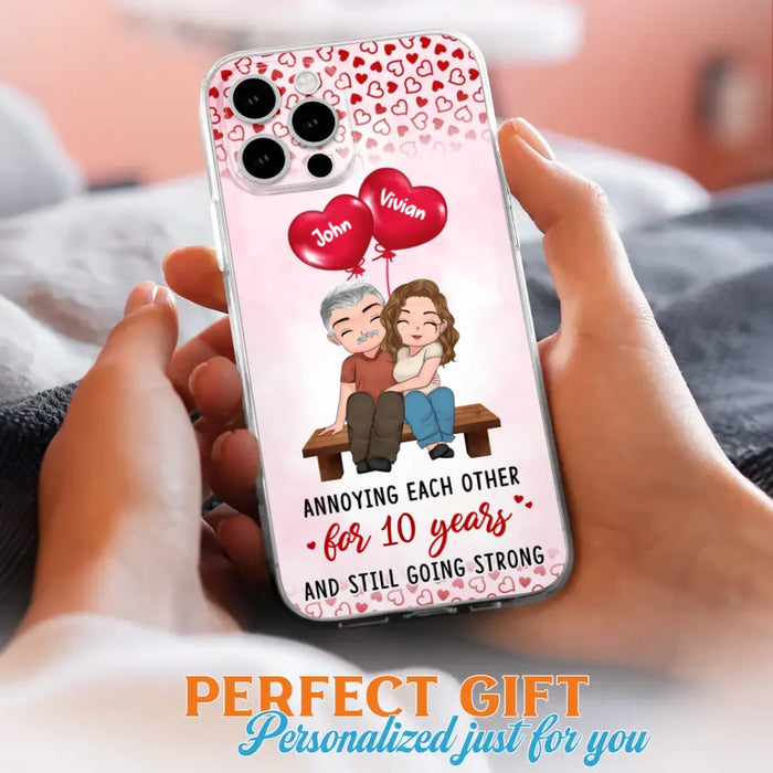 Custom Personalized Couple Phone Case - Gift Idea For Couple - Mother's Day Gift For Wife From Husband - Annoying Each Other For 15 Years And Still Going Strong - Case For iPhone & Samsung