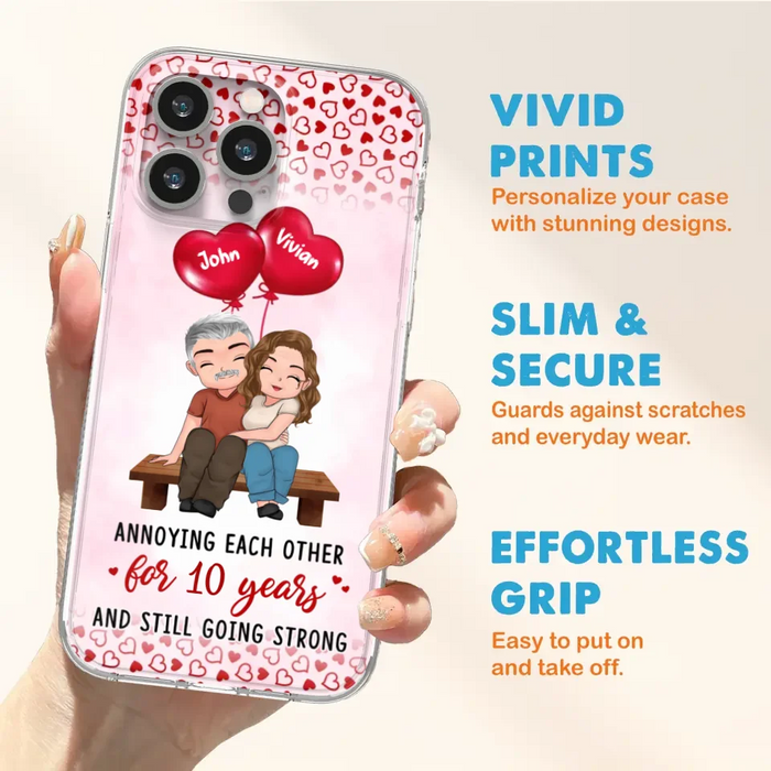 Custom Personalized Couple Phone Case - Gift Idea For Couple - Mother's Day Gift For Wife From Husband - Annoying Each Other For 15 Years And Still Going Strong - Case For iPhone & Samsung