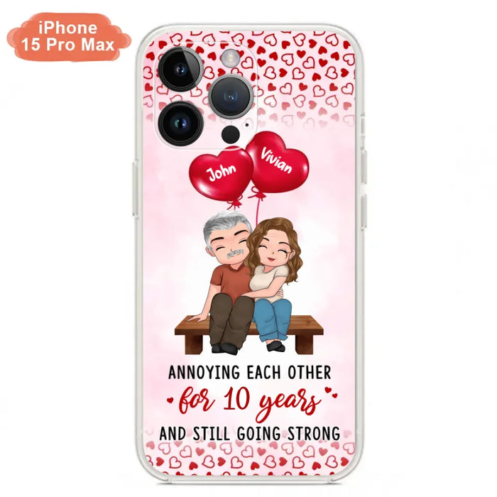 Custom Personalized Couple Phone Case - Gift Idea For Couple - Mother's Day Gift For Wife From Husband - Annoying Each Other For 15 Years And Still Going Strong - Case For iPhone & Samsung