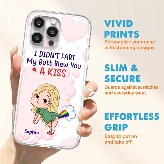 Personalized Fart Couple Phone Case - Funny Valentine's Day Gift For Couple - I Didn't Fart My Butt Blew You A Kiss - Case For iPhone And Samsung