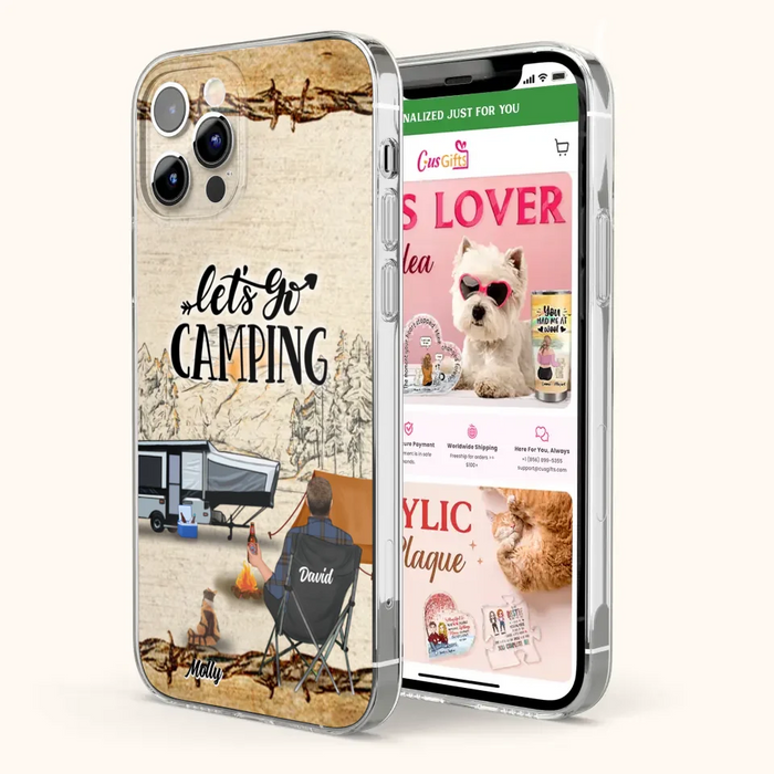 Custom Personalized Camping Phone Case - Gift Idea For Camping Lovers - Couple/Single Man/Woman With Upto 6 Pets - Let's Go Camping - Cases For iPhone & Samsung