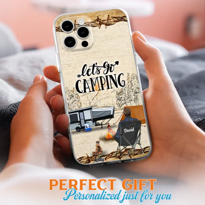 Custom Personalized Camping Phone Case - Gift Idea For Camping Lovers - Couple/Single Man/Woman With Upto 6 Pets - Let's Go Camping - Cases For iPhone & Samsung