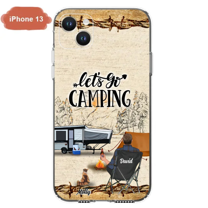 Custom Personalized Camping Phone Case - Gift Idea For Camping Lovers - Couple/Single Man/Woman With Upto 6 Pets - Let's Go Camping - Cases For iPhone & Samsung