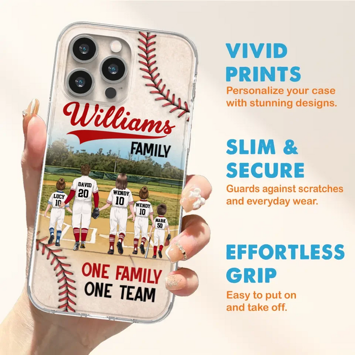 Custom Personalized Baseball Family Phone Case - Upto 3 Children - Gift Idea For Valentine's Day/Birthday/Anniversary/ Mother's Day Gift For Wife From Husband - One Family One Team - Case for iPhone/Samsung