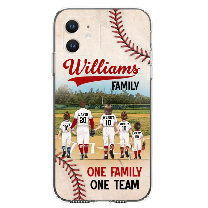 Personalized Baseball Family Phone Case - Up to 3 Children - Valentine's Day/Birthday/Anniversary Gift For Husband & Wife - One Family One Team - Case for iPhone/Samsung