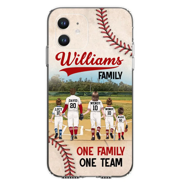 Custom Personalized Baseball Family Phone Case - Upto 3 Children - Gift Idea For Valentine's Day/Birthday/Anniversary/ Mother's Day Gift For Wife From Husband - One Family One Team - Case for iPhone/Samsung