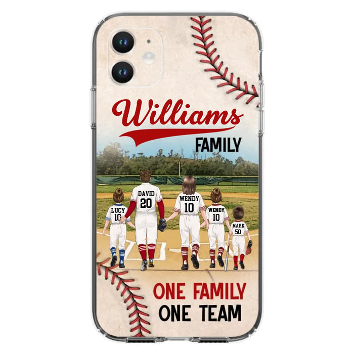 Custom Personalized Baseball Family Phone Case - Upto 3 Children - Gift Idea For Valentine's Day/Birthday/Anniversary/ Mother's Day Gift For Wife From Husband - One Family One Team - Case for iPhone/Samsung