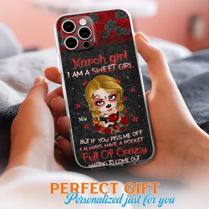 Custom Personalized Sweet Skull Girl Phone Case - Birthday Gift Idea For Girl/ Skull Lover - I Am A Sweet Girl - Case For iPhone And Samsung