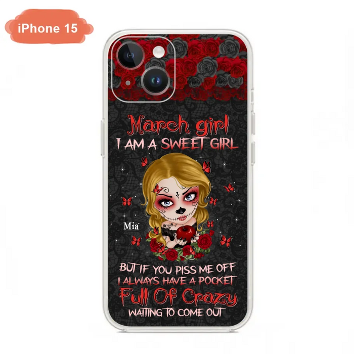 Custom Personalized Sweet Skull Girl Phone Case - Birthday Gift Idea For Girl/ Skull Lover - I Am A Sweet Girl - Case For iPhone And Samsung