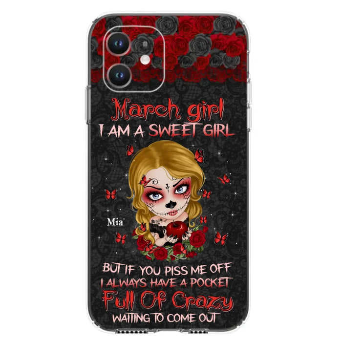 Custom Personalized Sweet Skull Girl Phone Case - Birthday Gift Idea For Girl/ Skull Lover - I Am A Sweet Girl - Case For iPhone And Samsung