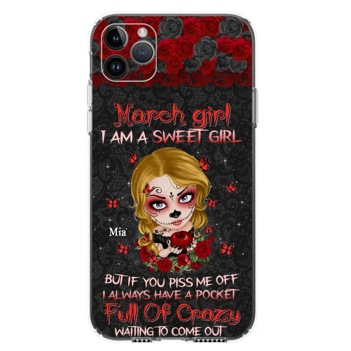 Custom Personalized Sweet Skull Girl Phone Case - Birthday Gift Idea For Girl/ Skull Lover - I Am A Sweet Girl - Case For iPhone And Samsung