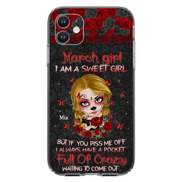 Custom Personalized Sweet Skull Girl Phone Case - Birthday Gift Idea For Girl/ Skull Lover - I Am A Sweet Girl - Case For iPhone And Samsung