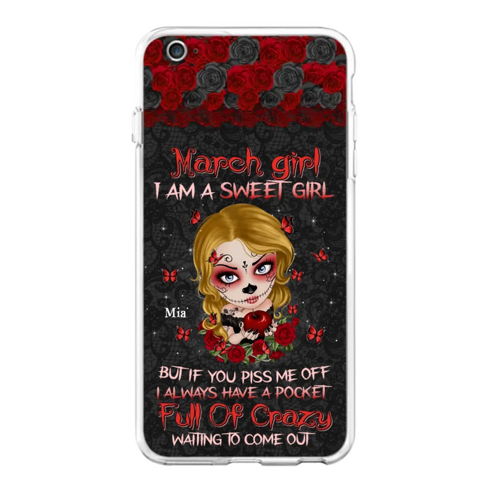 Custom Personalized Sweet Skull Girl Phone Case - Birthday Gift Idea For Girl/ Skull Lover - I Am A Sweet Girl - Case For iPhone And Samsung