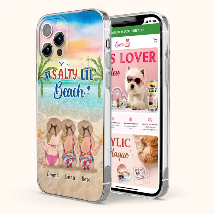 Custom Personalized Beach Girls Phone Case - Upto 3 Girls - Gift Idea For Friends/ Sisters - Salty Lil' Beach - Case For iPhone And Samsung