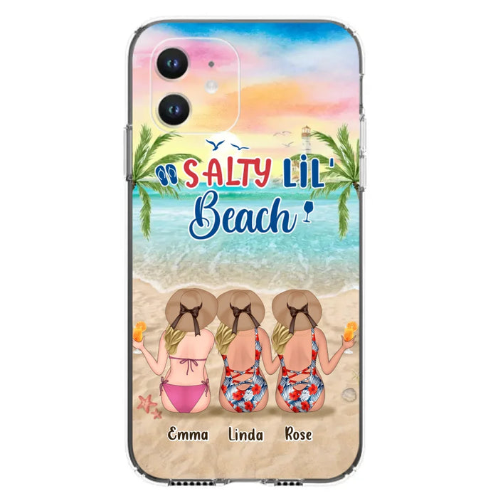 Custom Personalized Beach Girls Phone Case - Upto 3 Girls - Gift Idea For Friends/ Sisters - Salty Lil' Beach - Case For iPhone And Samsung