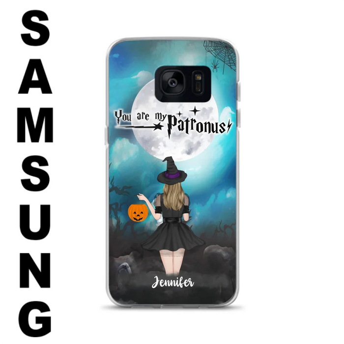 Custom Personalized Halloween Phone Case - Up to 3 Girls and 2 Cats - You Are My Patronus - Wiccan Decor/Pagan Decor