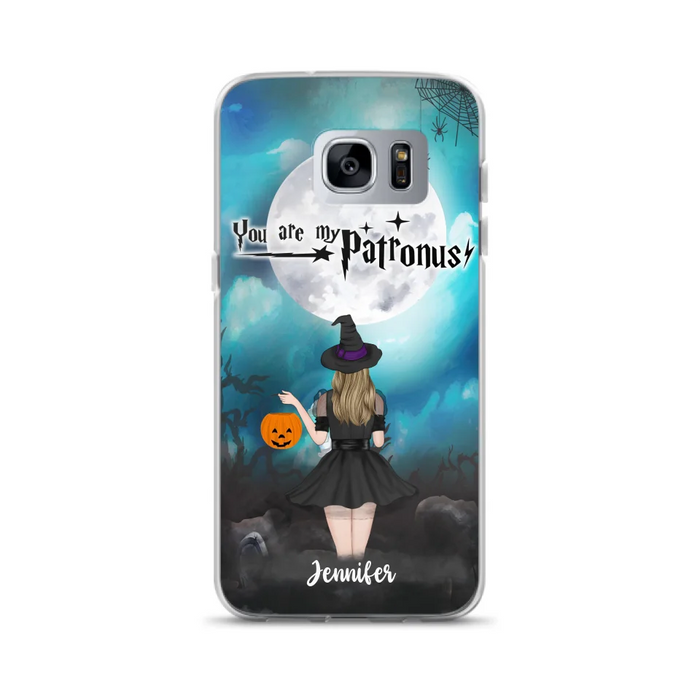 Custom Personalized Halloween Phone Case - Up to 3 Girls and 2 Cats - You Are My Patronus - Wiccan Decor/Pagan Decor