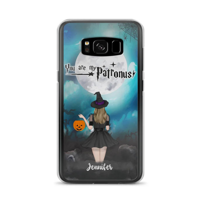 Custom Personalized Halloween Phone Case - Up to 3 Girls and 2 Cats - You Are My Patronus - Wiccan Decor/Pagan Decor