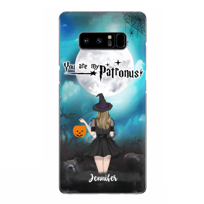 Custom Personalized Halloween Phone Case - Up to 3 Girls and 2 Cats - You Are My Patronus - Wiccan Decor/Pagan Decor