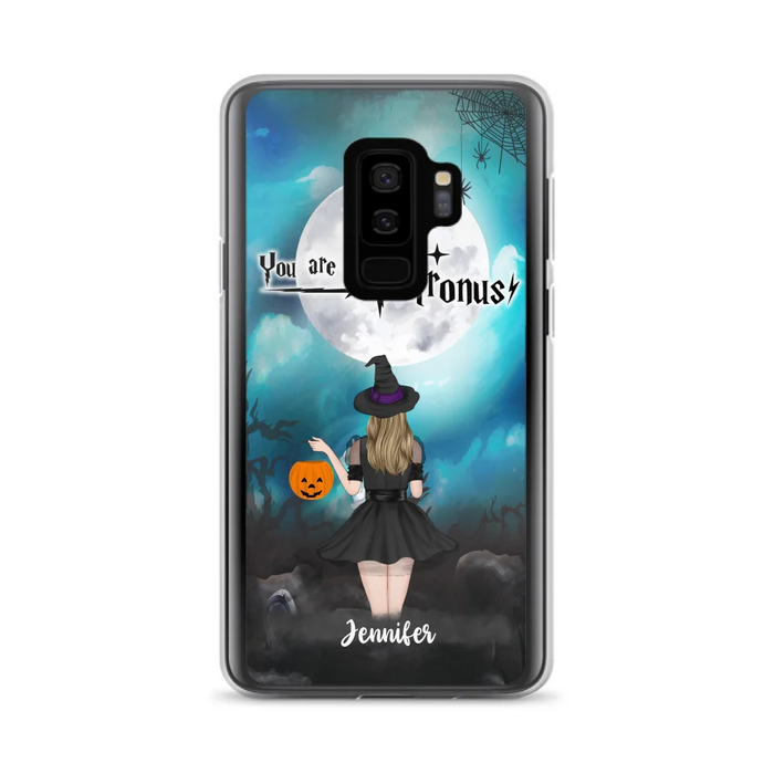 Custom Personalized Halloween Phone Case - Up to 3 Girls and 2 Cats - You Are My Patronus - Wiccan Decor/Pagan Decor