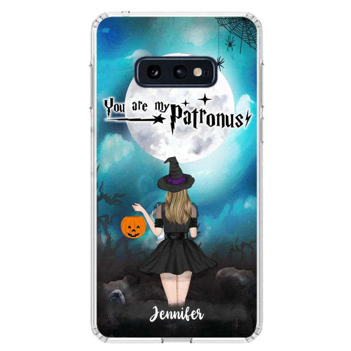 Custom Personalized Halloween Phone Case - Up to 3 Girls and 2 Cats - You Are My Patronus - Wiccan Decor/Pagan Decor