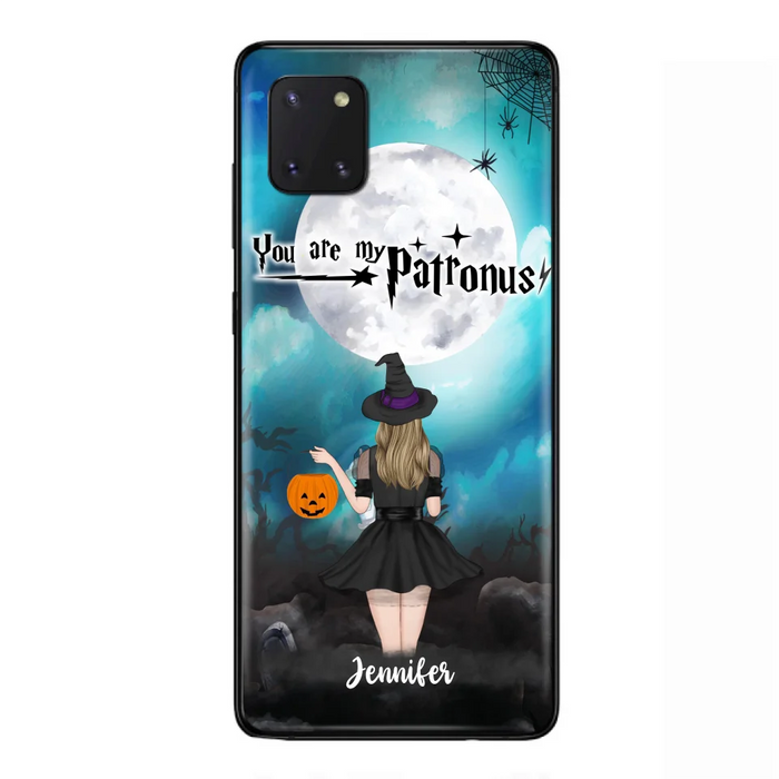 Custom Personalized Halloween Phone Case - Up to 3 Girls and 2 Cats - You Are My Patronus - Wiccan Decor/Pagan Decor