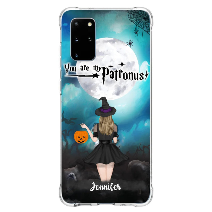 Custom Personalized Halloween Phone Case - Up to 3 Girls and 2 Cats - You Are My Patronus - Wiccan Decor/Pagan Decor