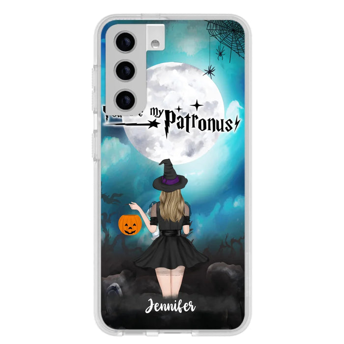 Custom Personalized Halloween Phone Case - Up to 3 Girls and 2 Cats - You Are My Patronus - Wiccan Decor/Pagan Decor