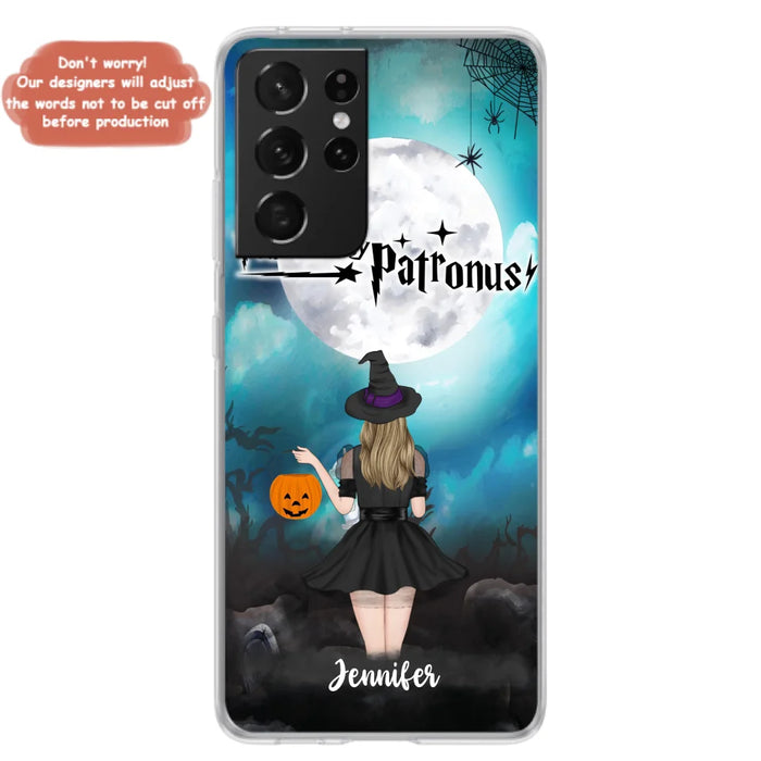 Custom Personalized Halloween Phone Case - Up to 3 Girls and 2 Cats - You Are My Patronus - Wiccan Decor/Pagan Decor