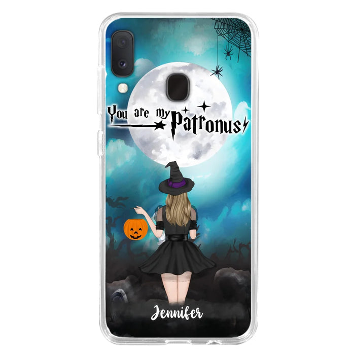 Custom Personalized Halloween Phone Case - Up to 3 Girls and 2 Cats - You Are My Patronus - Wiccan Decor/Pagan Decor