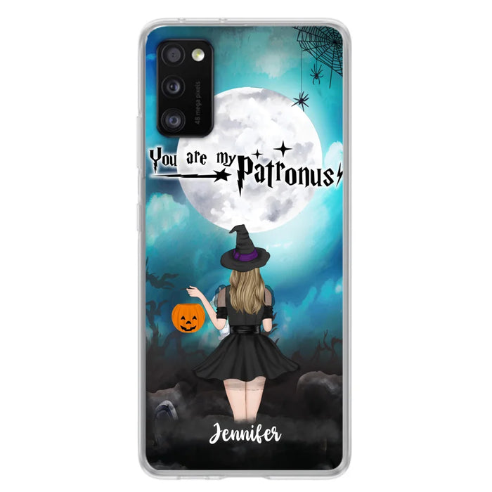 Custom Personalized Halloween Phone Case - Up to 3 Girls and 2 Cats - You Are My Patronus - Wiccan Decor/Pagan Decor