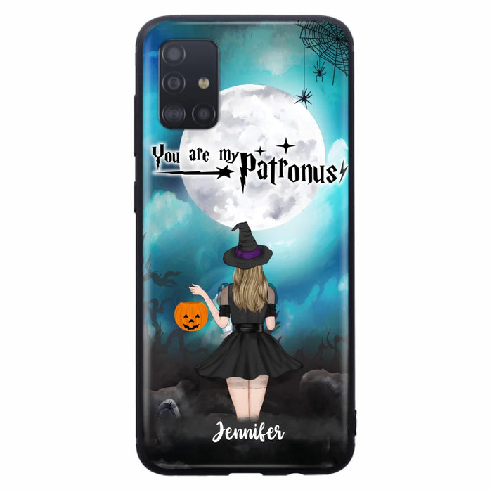 Custom Personalized Halloween Phone Case - Up to 3 Girls and 2 Cats - You Are My Patronus - Wiccan Decor/Pagan Decor