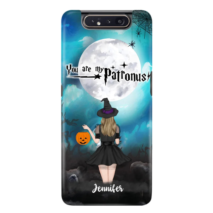 Custom Personalized Halloween Phone Case - Up to 3 Girls and 2 Cats - You Are My Patronus - Wiccan Decor/Pagan Decor