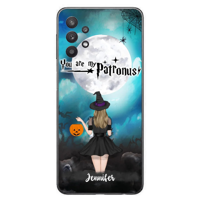 Custom Personalized Halloween Phone Case - Up to 3 Girls and 2 Cats - You Are My Patronus - Wiccan Decor/Pagan Decor