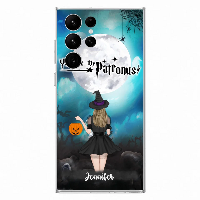 Custom Personalized Halloween Phone Case - Up to 3 Girls and 2 Cats - You Are My Patronus - Wiccan Decor/Pagan Decor