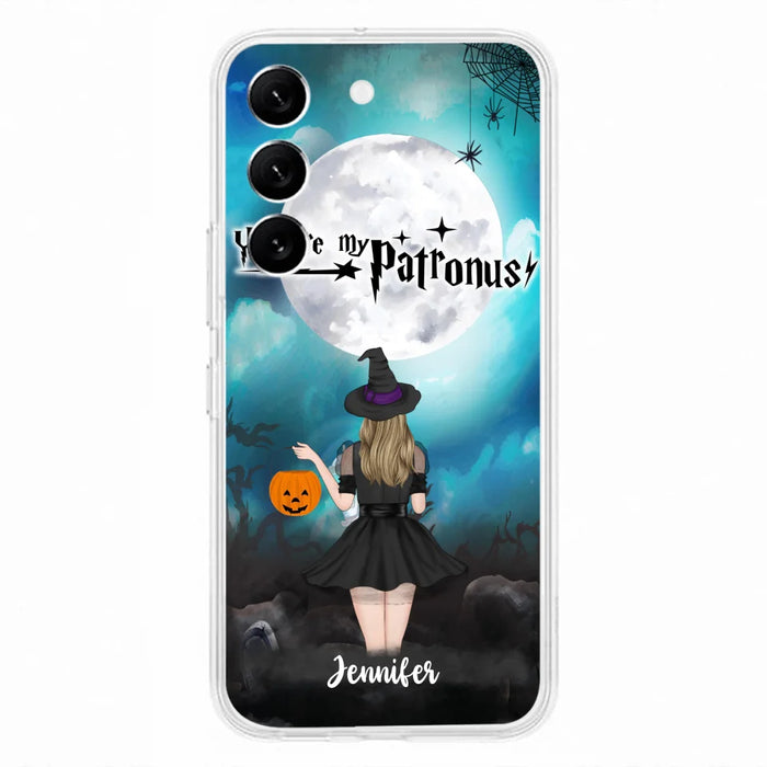 Custom Personalized Halloween Phone Case - Up to 3 Girls and 2 Cats - You Are My Patronus - Wiccan Decor/Pagan Decor