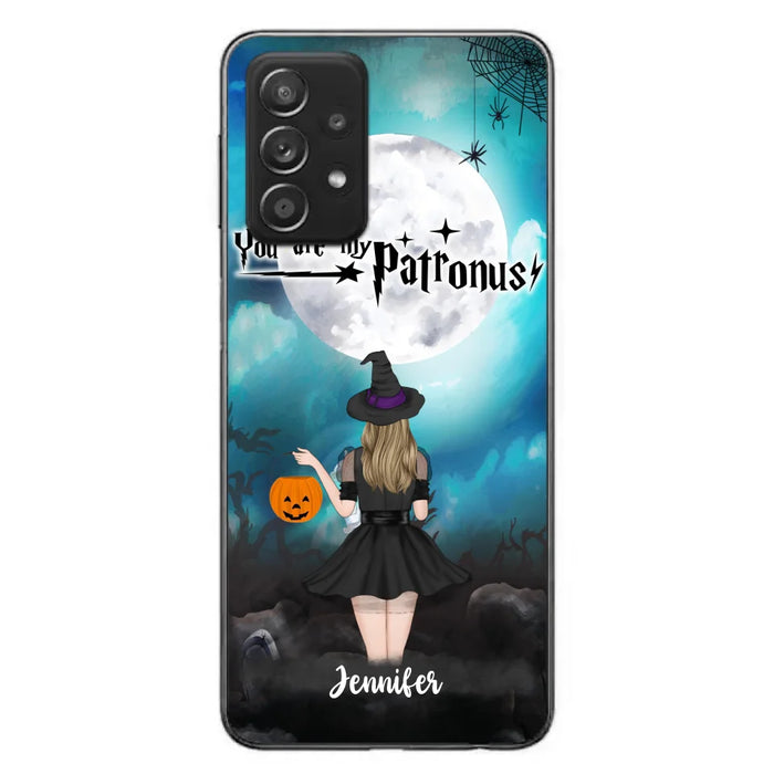 Custom Personalized Halloween Phone Case - Up to 3 Girls and 2 Cats - You Are My Patronus - Wiccan Decor/Pagan Decor