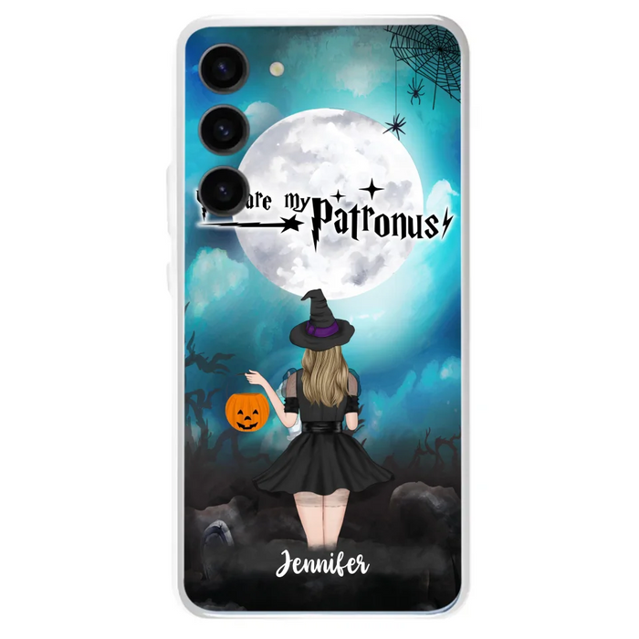 Custom Personalized Halloween Phone Case - Up to 3 Girls and 2 Cats - You Are My Patronus - Wiccan Decor/Pagan Decor