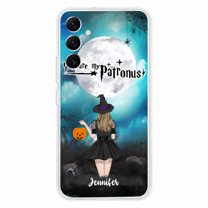 Custom Personalized Halloween Phone Case - Up to 3 Girls and 2 Cats - You Are My Patronus - Wiccan Decor/Pagan Decor